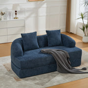Divano letto pieghevole a due posti in ciniglia blu navy