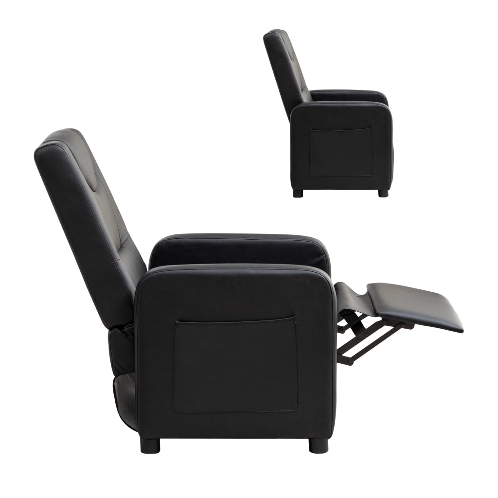 Poltrona Relax Reclinabile con Poggiapiedi ¨C MINIMAL ¨C Similpelle Nera
