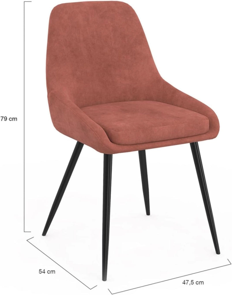 Set di 4 sedie THALYA in velluto terracotta con braccioli