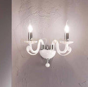 APPLIQUE CHERUBINI 2 LUCI BIANCO E CROMO ATTACCO E14 L.26CM