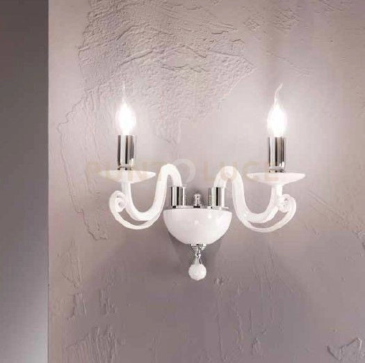 APPLIQUE CHERUBINI 2 LUCI BIANCO E CROMO ATTACCO E14 L.26CM