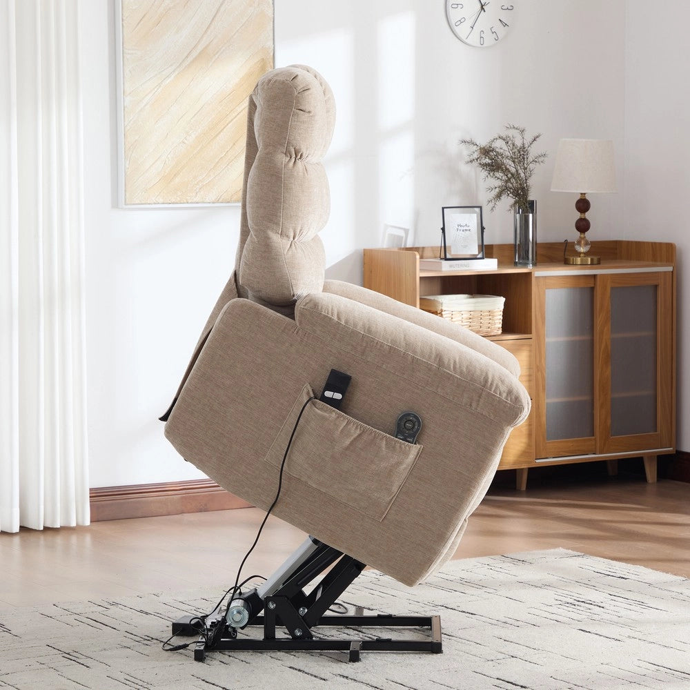 Poltrona Relax Elettrica Alzapersona con Massaggio, Riscaldamento e Poggiapiedi ¨C MINIMAL ¨C Beige Chiaro