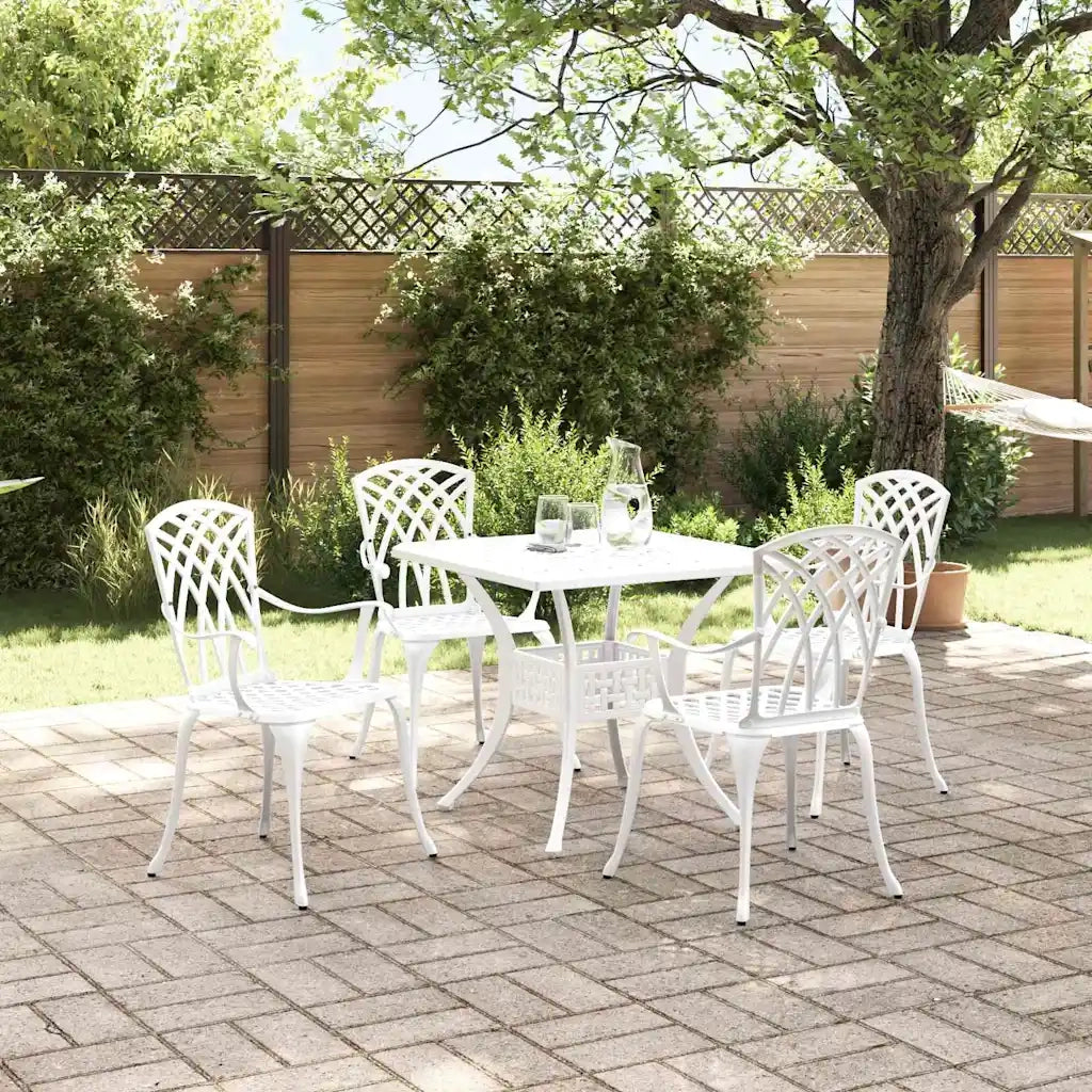 Set di Tavolo da Giardino 5 pcs Bianco Alluminio pressofuso 3334762