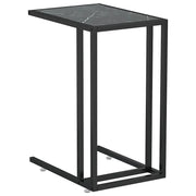 Tavolino | Tavolo laterale per Computer Marmo Nero 50x35x65 cm Vetro Temperato