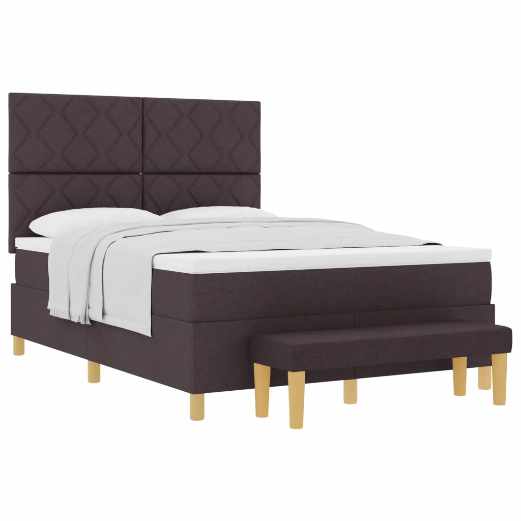 Letto a molle con testiera Marrone scuro 190 x 140 cm Tessuto 3344376