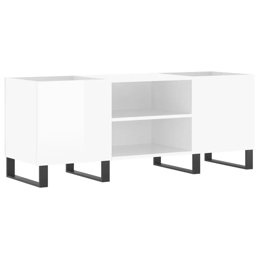 Mobile Porta Dischi Bianco Lucido 121x38x48cm Legno Multistrato 831686