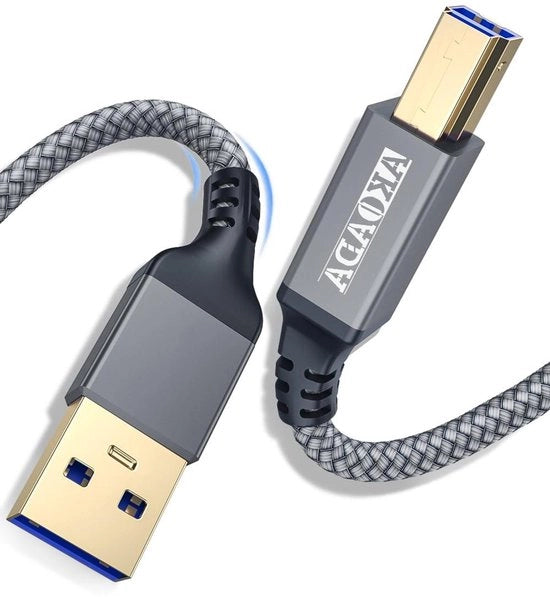Cavo USB 3.0, 3 metri, trasferimento dati fino a 5 Gbit/s, compatibile con docking station, hub, stampanti, scanner.