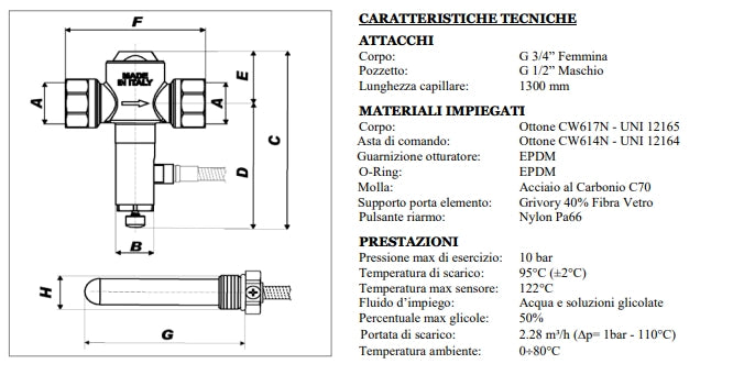 Valvola scarico di sicurezza termica 3/4"