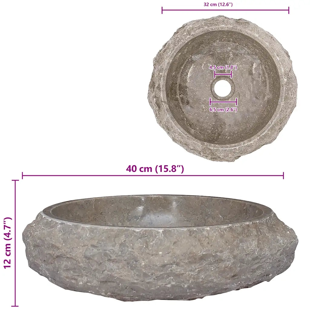 Lavandino Grigio Ø40x12 cm in Marmo 149158