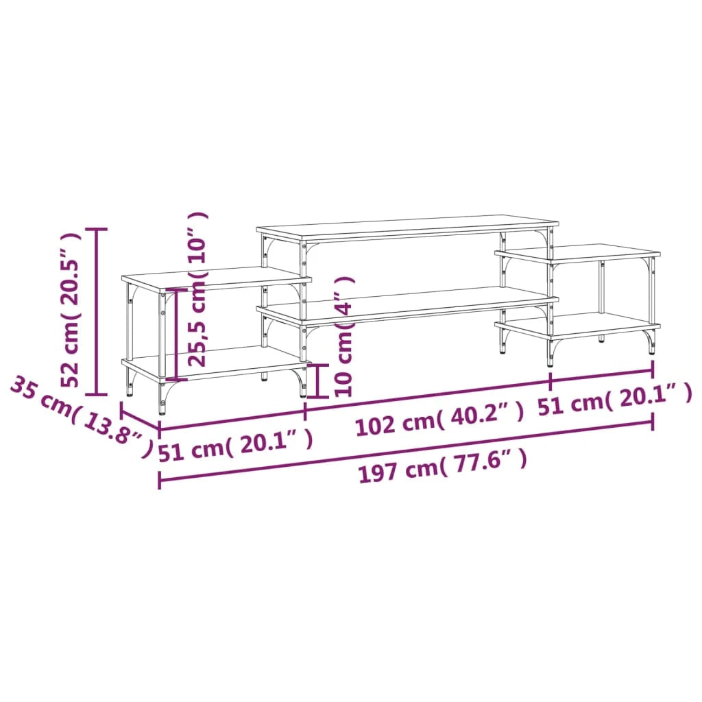 Mobile TV multimediale mensola TV credenza mobile TV sala da pranzo soggiorno camera da letto 197 x 35 x 52 cm legno ingegnerizzato nero 02_0026103