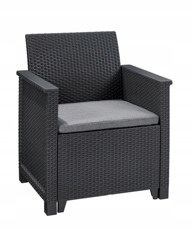 Salottino 4 Pezzi Emma Lounge Flat Wicker Graphite 5 Posti Keter