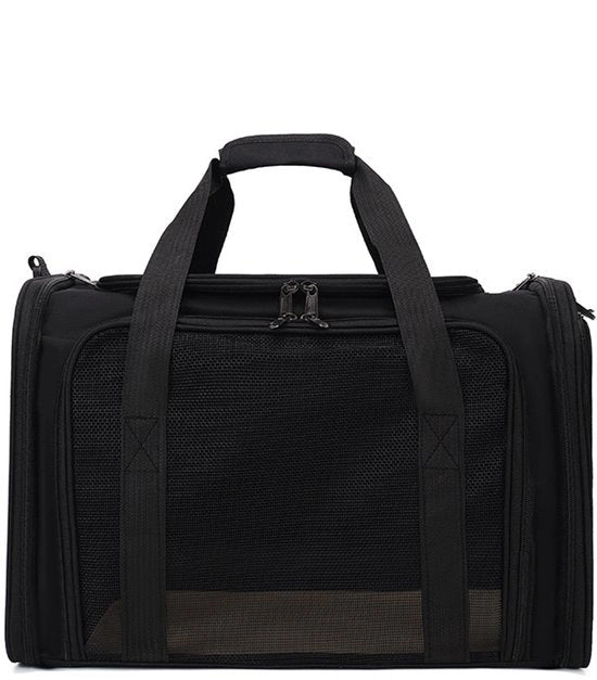 Portatile, respirante borsa per gatti, gabbia portatile per gatti e cani con cuscino morbido per viaggi in treno/automobile (nero, 45x30x30cm) - L