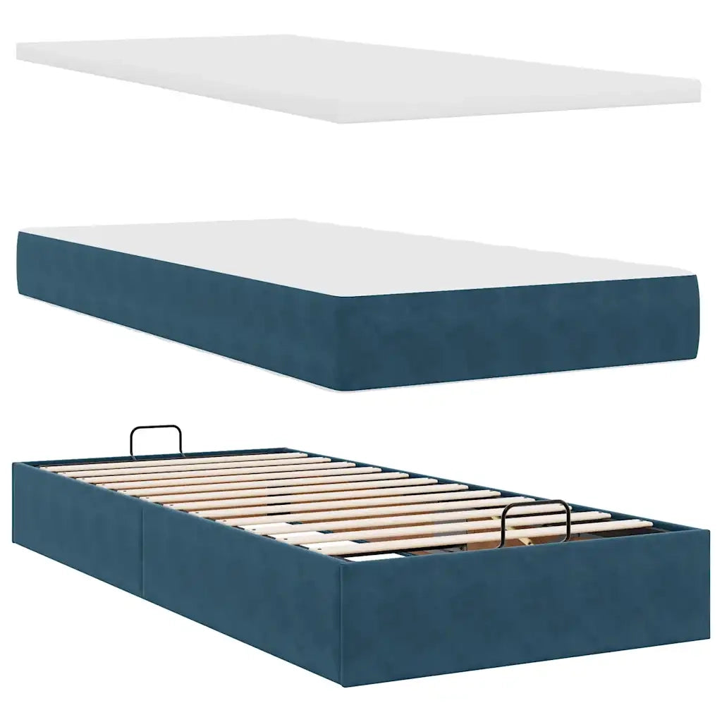 Pouf Letto con Materasso e LED Blu Scuro 80x200cm in Velluto 3312732