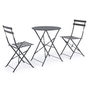 Set Tavolo e 2 Sedie da Esterno Giardino Pieghevole Alluminio Terrazzo Bistrot Colore principale: Antracite