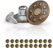 Set di 20 chiusure per pantaloni, chiusura di riserva, chiusura per jeans, chiusura per pantaloni con chiusura a viti, chiusura metallica, colore: oro antico