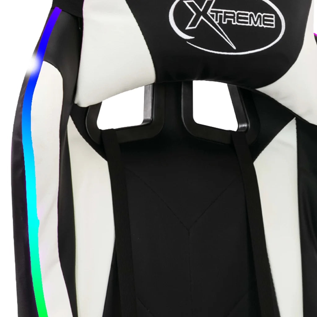 Sedia da Gaming con Luci a LED RGB Bianca e Nera in Similpelle 288011