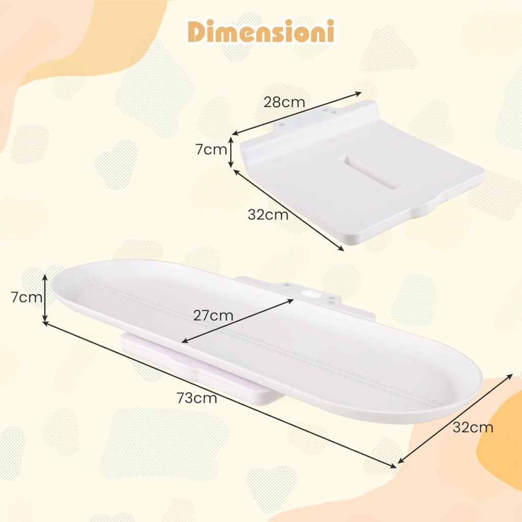 Bilancia Intelligente per Bambini, Bilancia Multifunzione con Vassoio Rimovibile, Bilancia con Bluetooth, 5 Unità e Schermo LED, Funzione Hold e Tara, LED, per Neonati Bambini