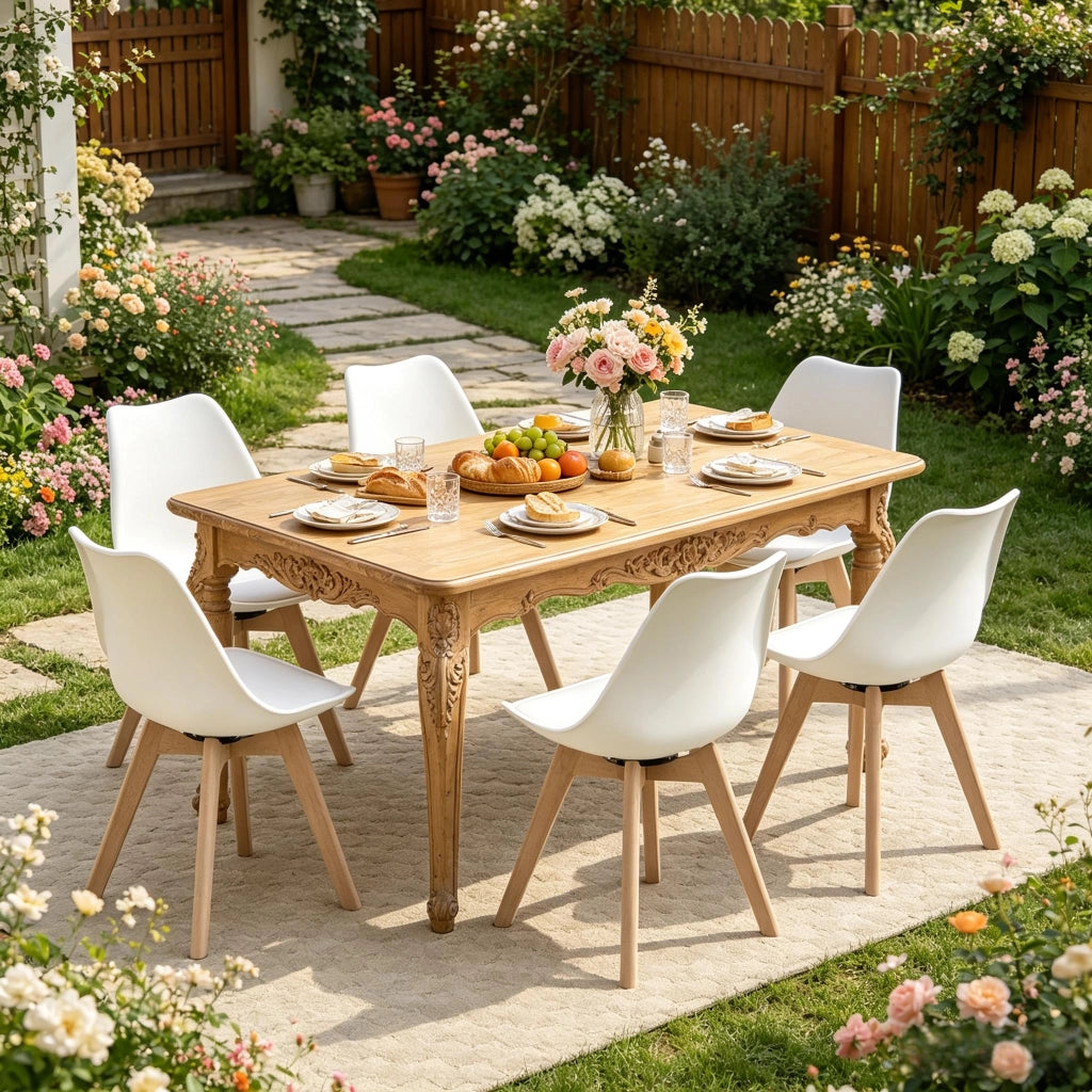 Sedia da Pranzo Set da 4 Girevole a 360° con Schienale Ergonomico in Similpelle Bianca
