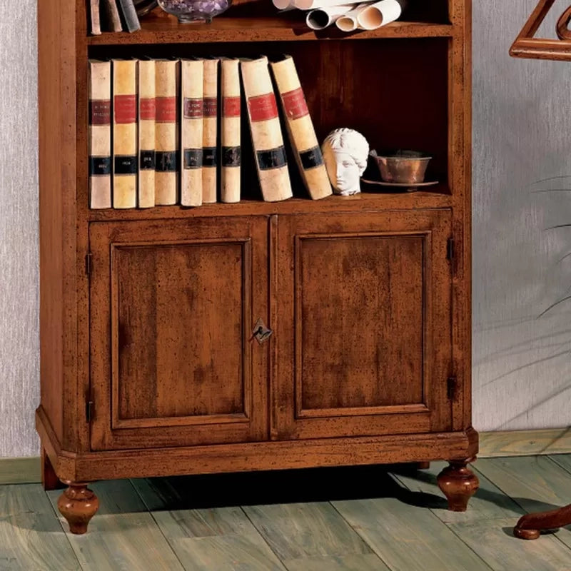 Libreria 3 vani a giorno 2 porte legno massello l.100 p.40 h.194 (1519) - Mobili 2G