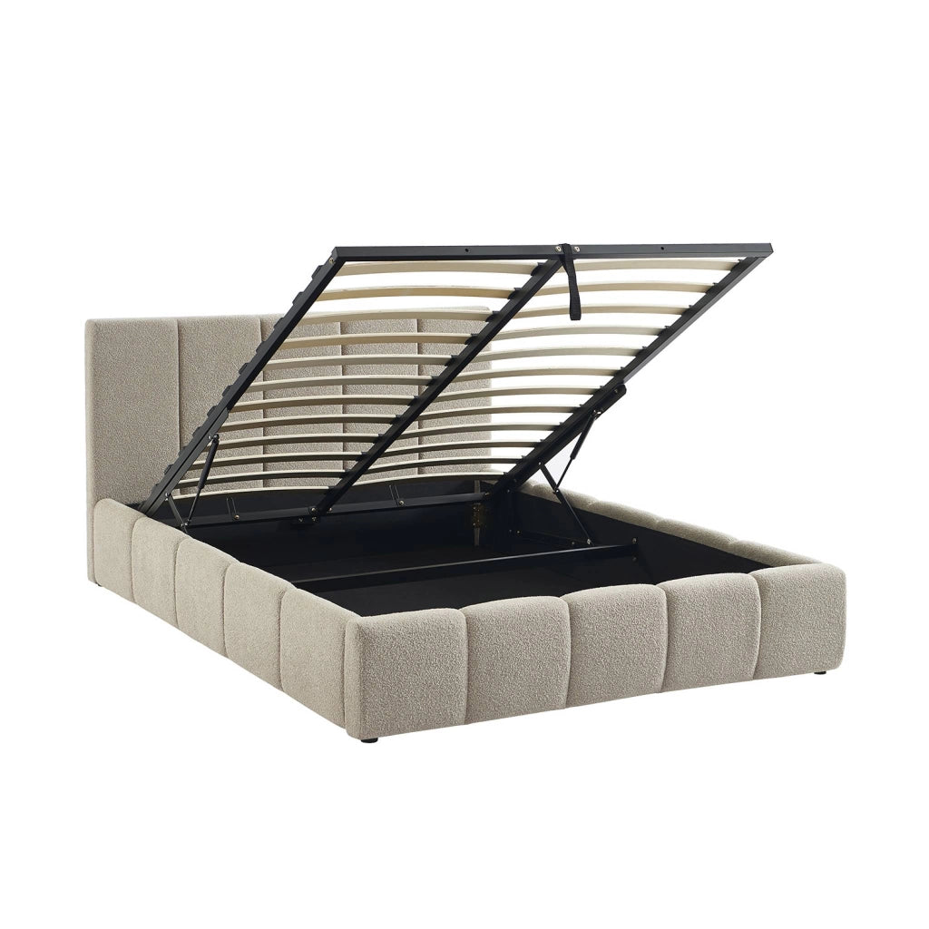 Struttura letto con contenitore e testiera 140cmx190cm, imbottita