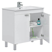 Massiola, Mobile Sottolavabo 2 Ante, 80x45x80h cm Bianco Lucido