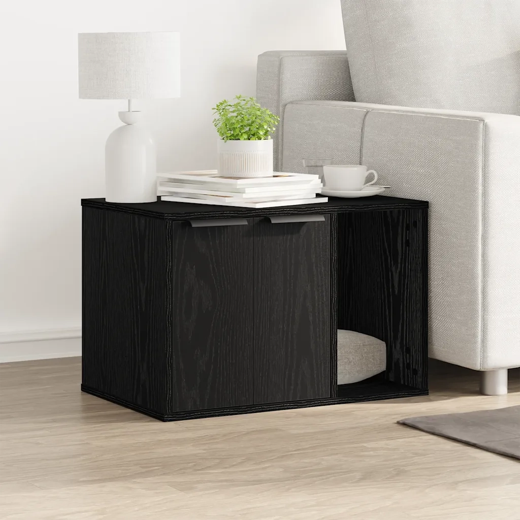 Lettiera per gatti in rovere nero 60x40x40 cm in legno ingegnerizzato 865986