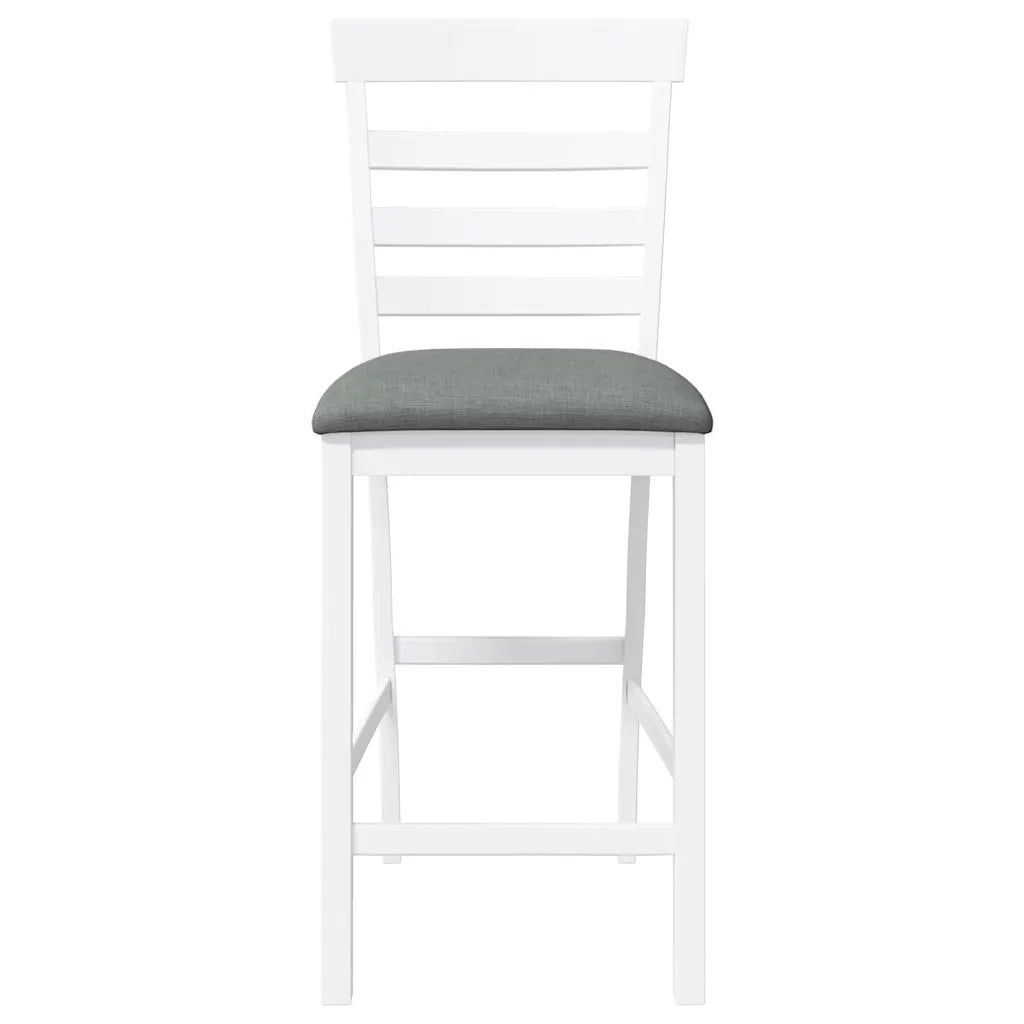 vidaXL Sgabelli da Bar con Cuscini 2 pz Bianco Legno Massello di Hevea