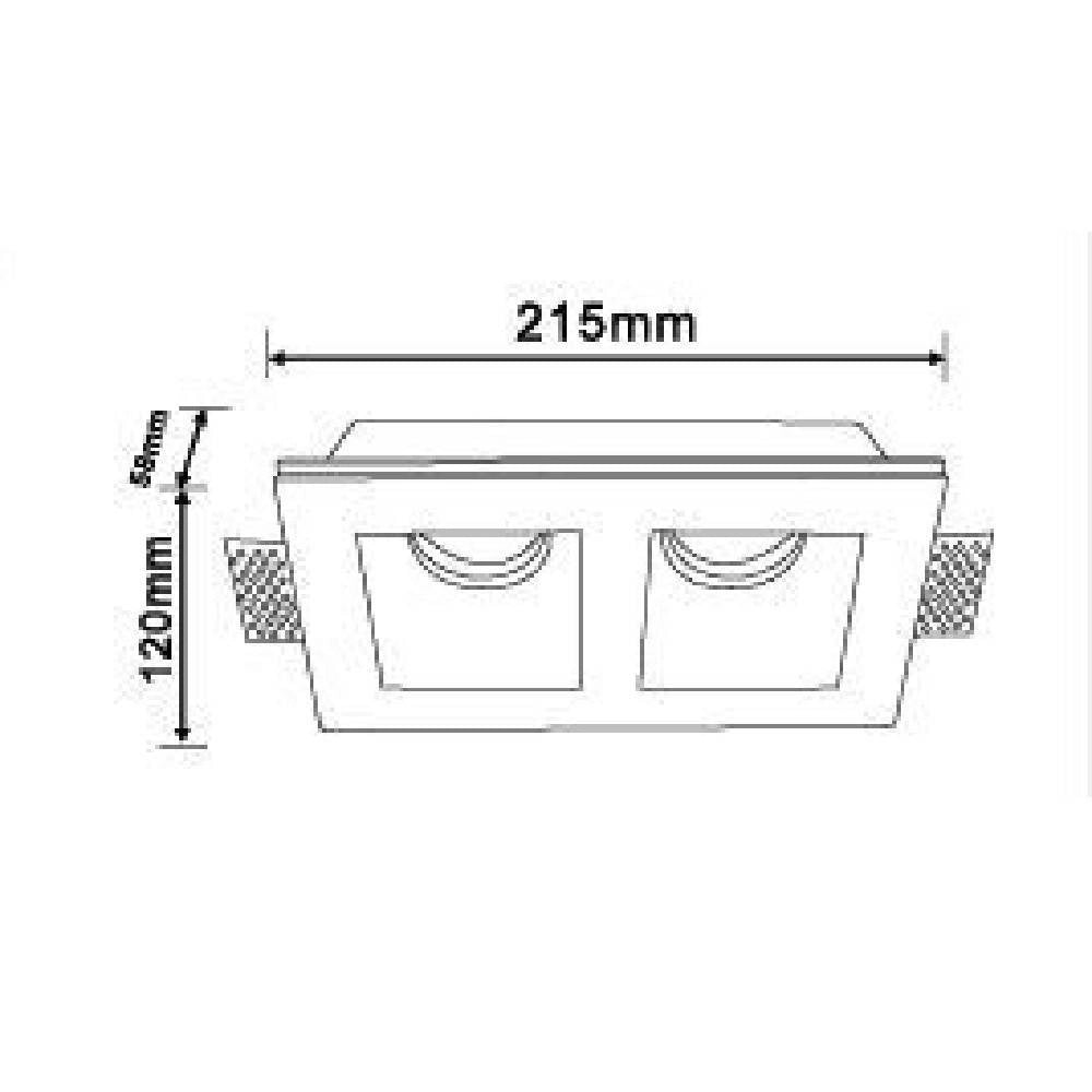 Trade Shop - Portafaretto In Gesso Doppio Quadrato Incasso A Scomparsa Portalampada Gu10 Gs23 -