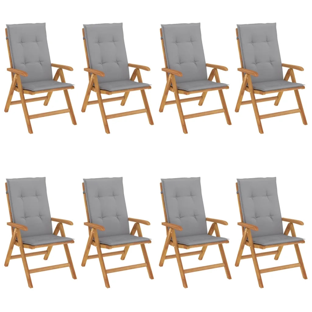 Sedie da Giardino Reclinabili con Cuscini 8 pz in Legno di Teakcod mxl 77069
