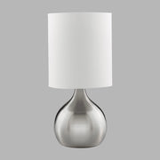 Abatjour Contemporaneo Tocco Acciaio Argento Tessuto 1 Luce E14
