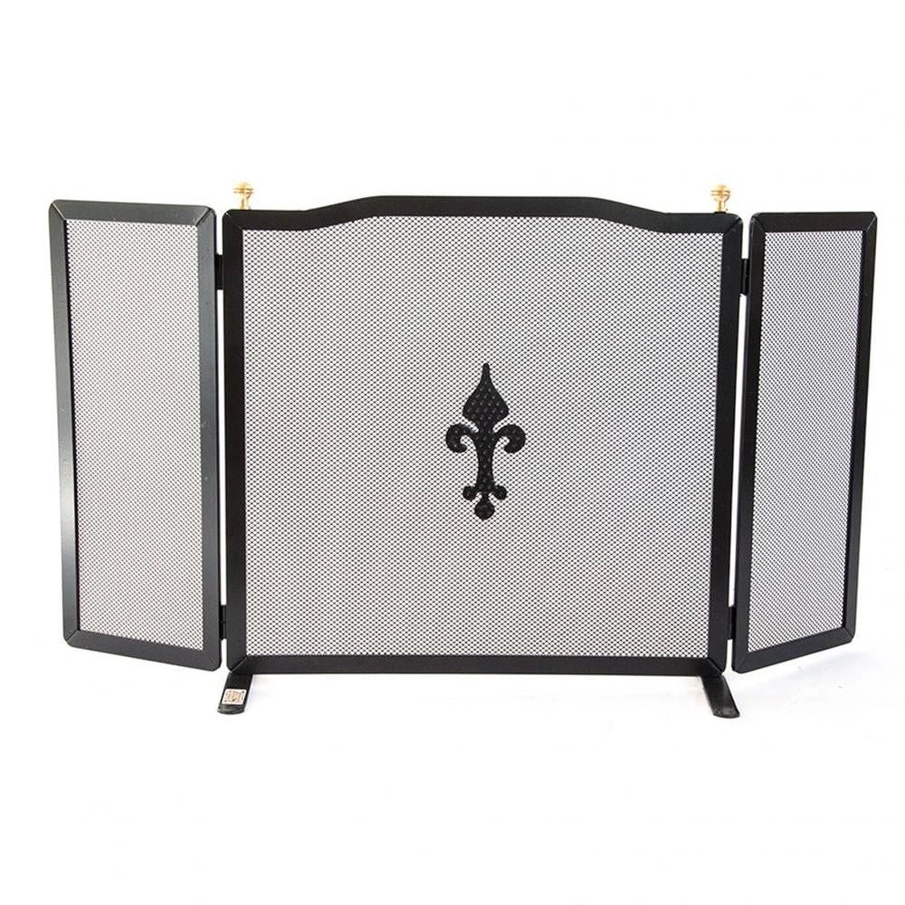 SCHERMI PARASCINTILLE IN FERRO BATTUTO CON POMOLI SPORTELLO CM. 101X18X52 CAMINO