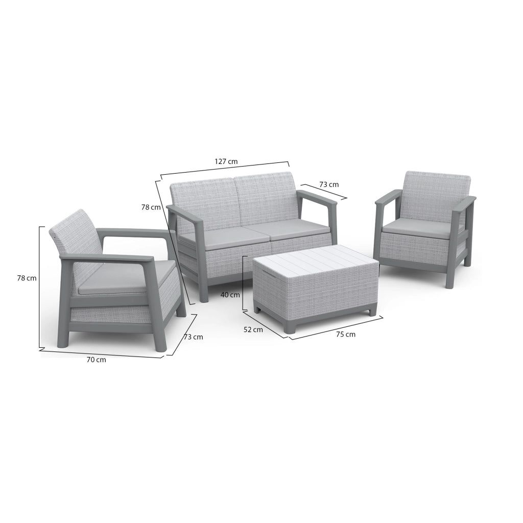 Salottino Outdoor Grafton, set Salotto da Esterno 4 Posti, Grigio Chiaro