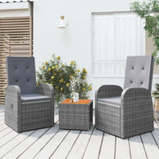 Set Mobili Giardino 3pz Grigio Polyrattan Legno Massello Acacia 3157655