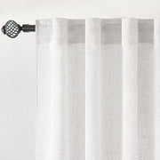 Set di tende in stile lino trasparente a pieghe per camera da letto soggiorno e camera dei bambini - Pacco da 2 pezzi, bianco, 260 x 140 cm