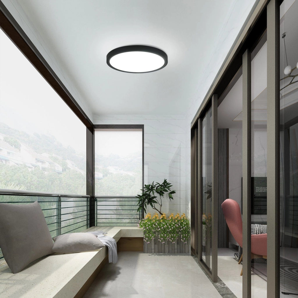ZMH Lampada da soffitto LED nera IP44 23cm facile installazione