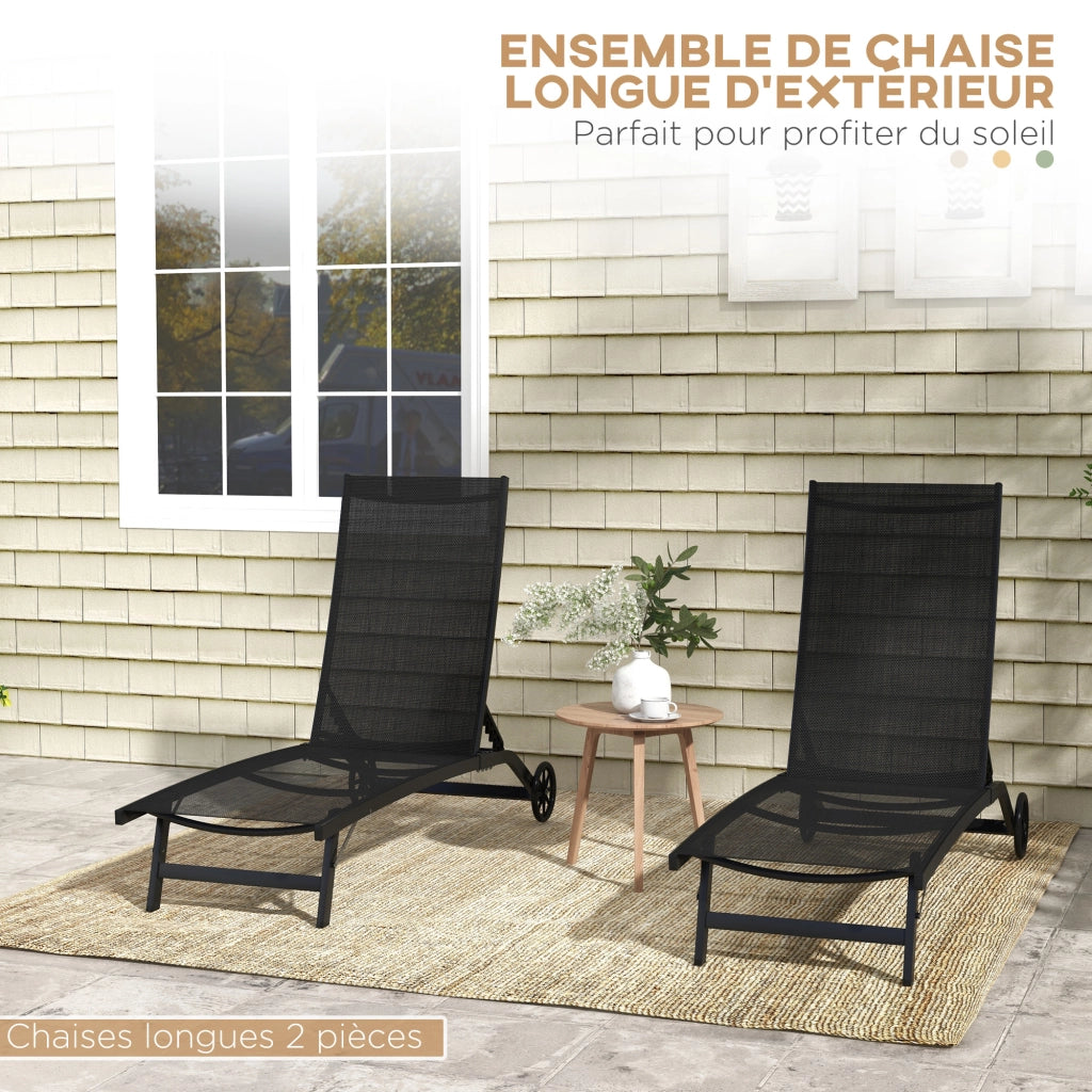 Lettino da Sole in Alluminio con Textilene ¨C Zephmum ¨C 2 Pezzi Grigio