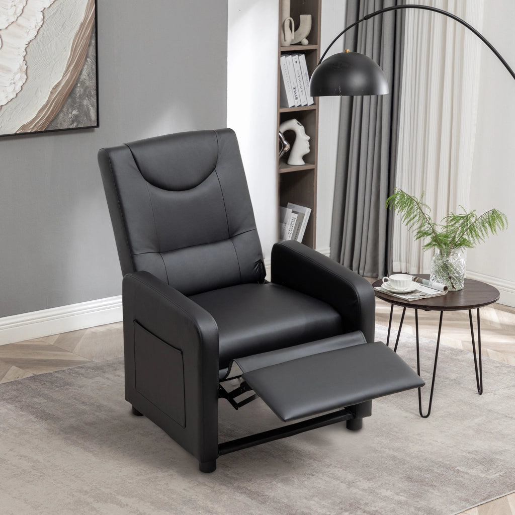 Poltrona relax reclinabile con poggiapiedi pieghevole e posizioni multiple in PU Nero