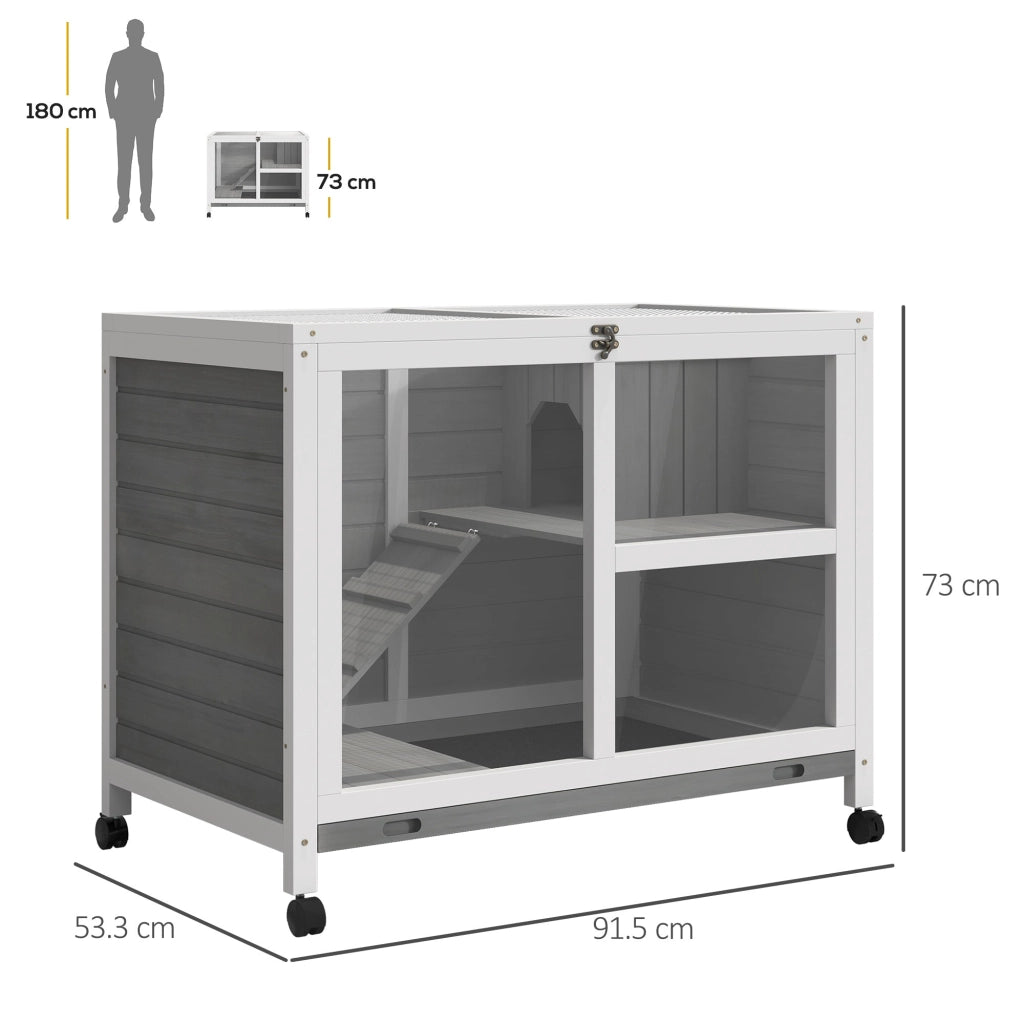 Conigliera da Esterno 2 Livelli 91,5x53,3x73 cm in Legno Grigio
