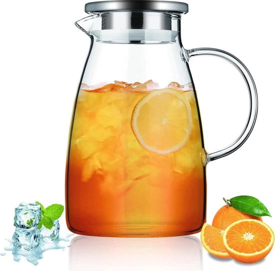 Bottiglia in Vetro 1,5 L con Coperchio Rimovibile - Resistente al Calore e Ideale per Bevande Calde e Freddi