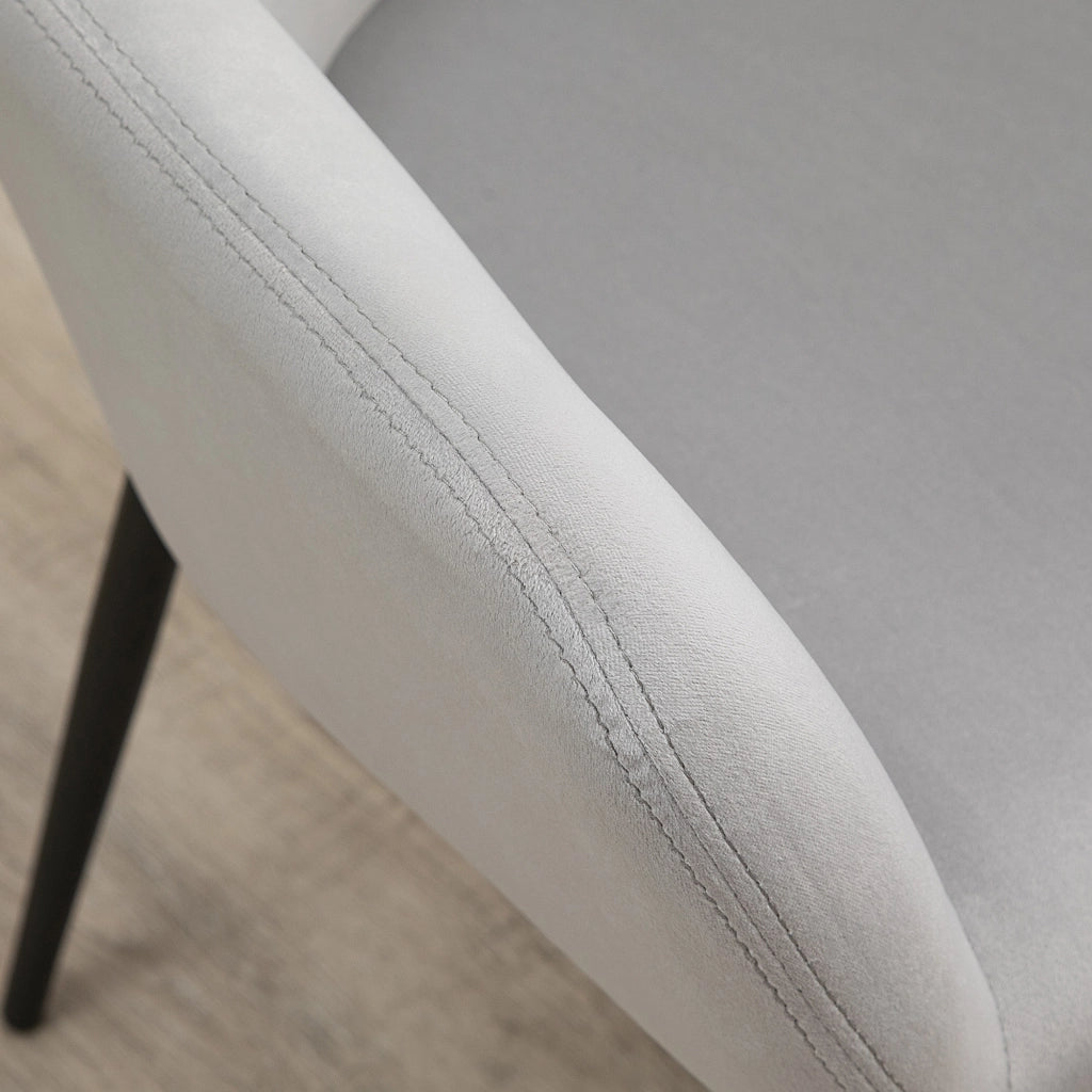 Sedia da pranzo set da 2 con schienale e braccioli imbottiti moderno gambe in acciaio grigio chiaro 54 × 57 × 80 cm