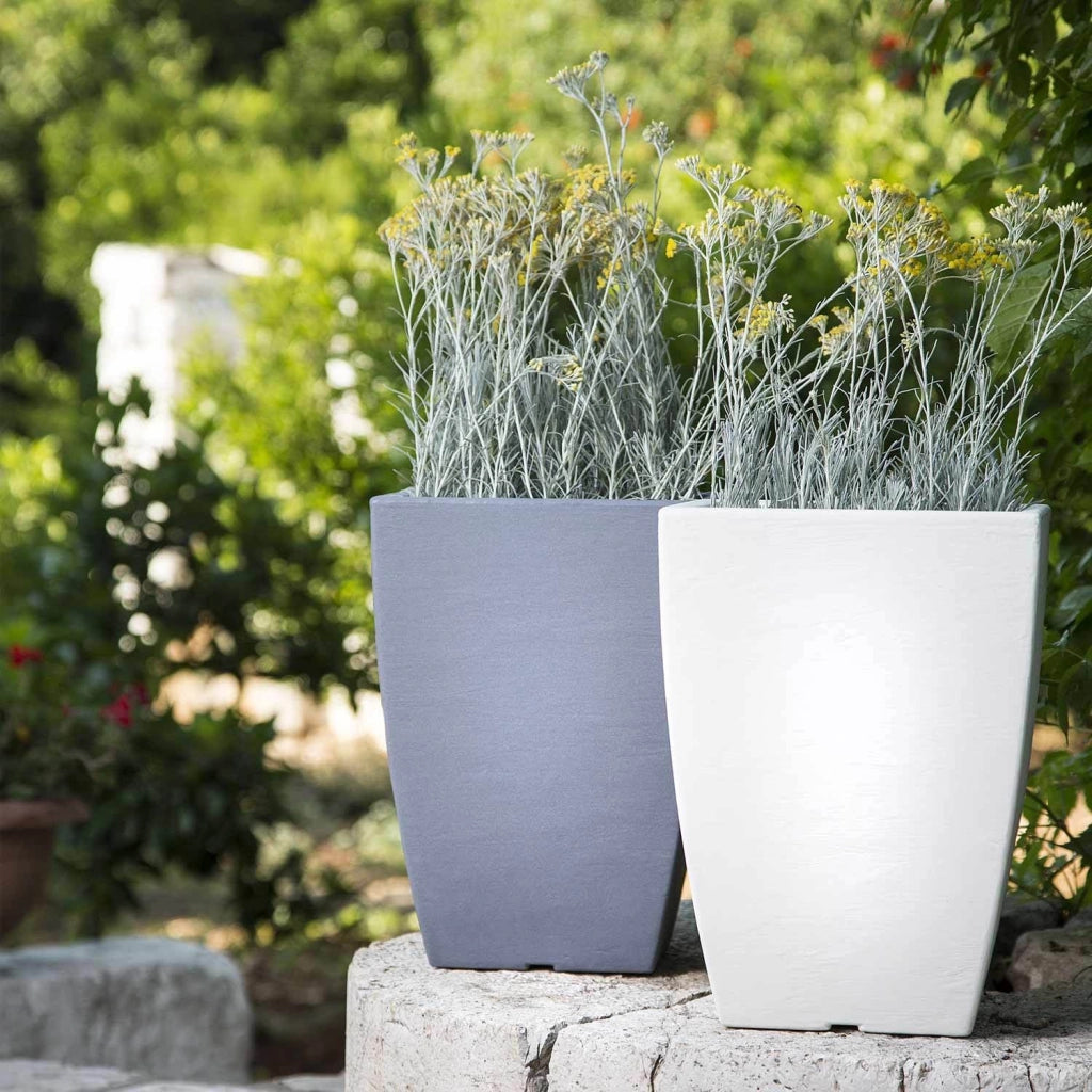 Vaso Aloe In Resina Quadrato Avorio H40 27X27Cm