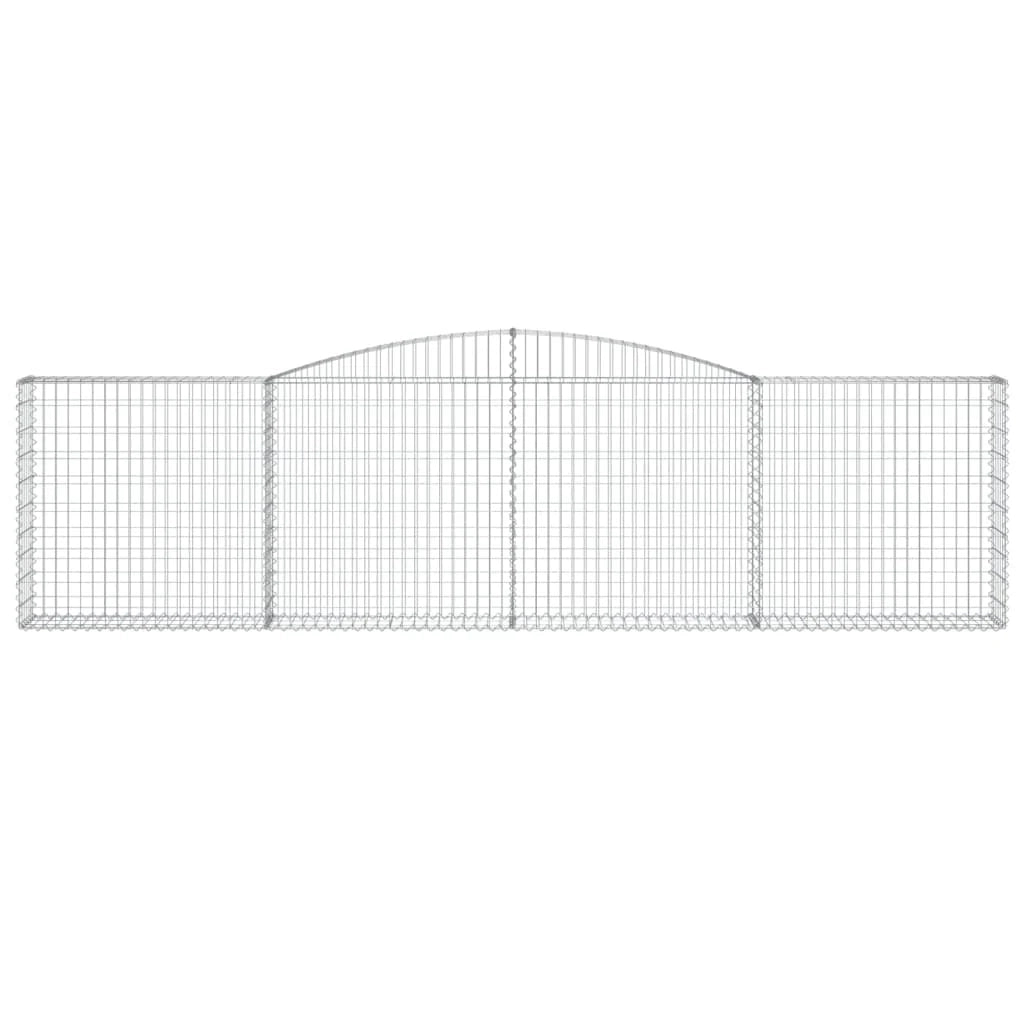 Cestini gabbioni recinzione a gabbia muro di contenimento ad arco 15 pezzi 400 x 30 x 100/120 cm ferro zincato argento 02_0040442