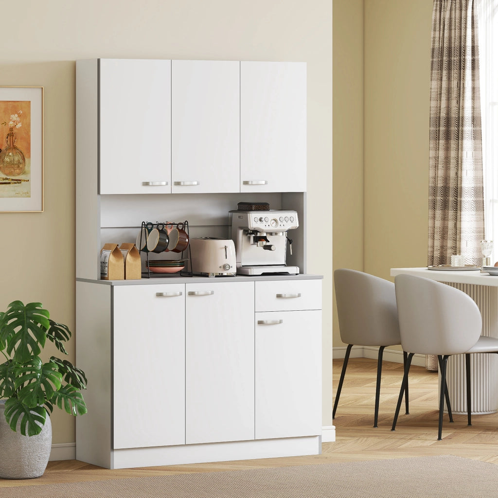 Credenza Bianco Grigio con Cassetti ¨C Zephmum ¨C Legno 101x39x180 cm