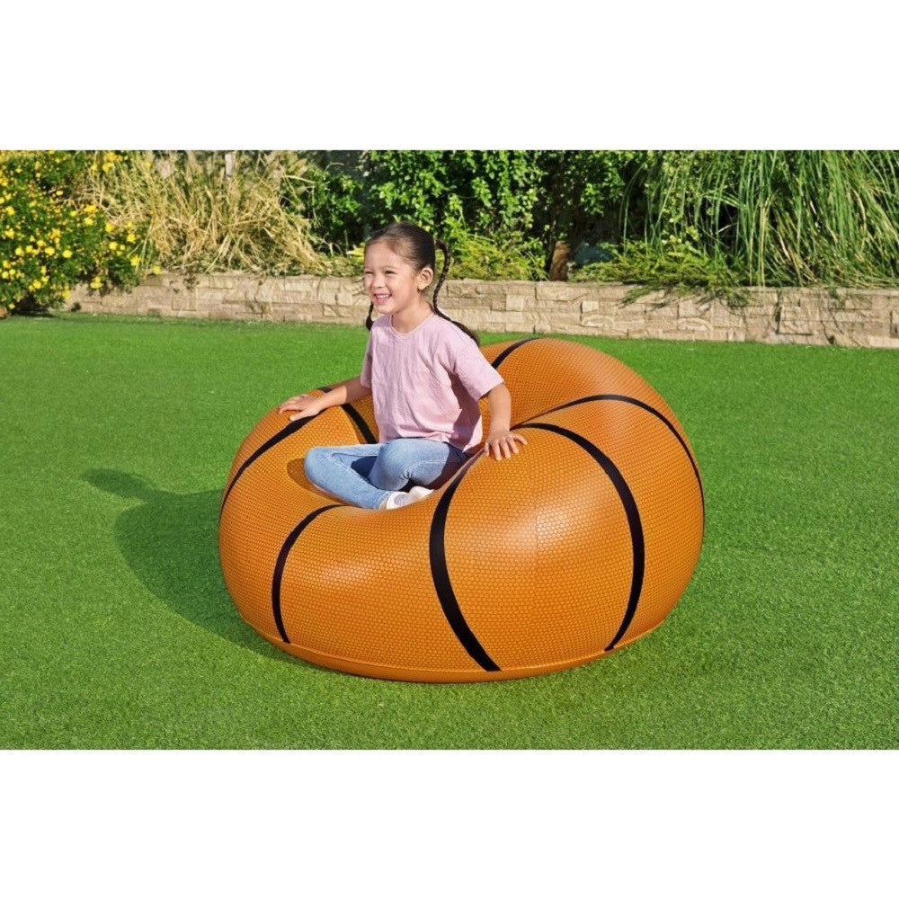 Trade Shop - Poltrona Pouf Gonfiabile Design Palla Da Basket Bambini Ragazzi 114x112x66cm 75103 -
