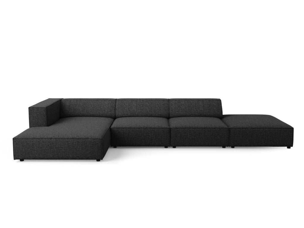 Cosmopolitan Design - Divano angolare sinistro "Arendal" 5 posti in ciniglia nero 
