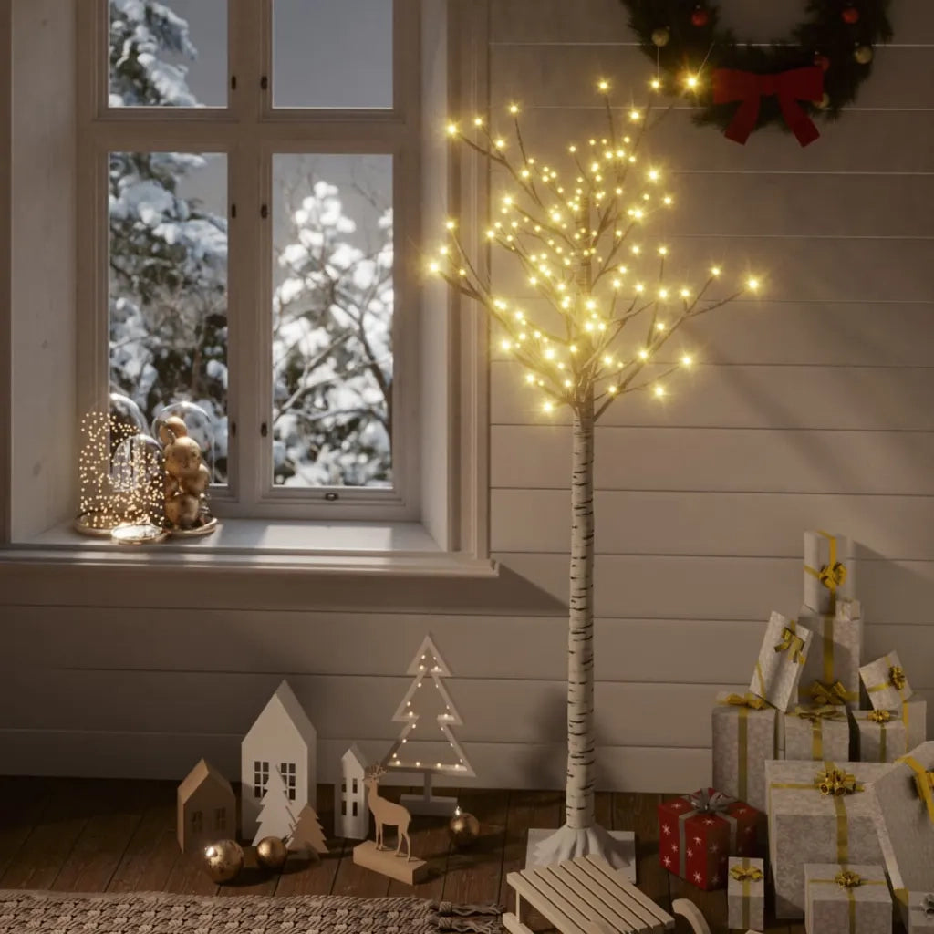 Albero Natale 156 LED 1,5 m Salice Bianco Caldo Interno Esterno 332954