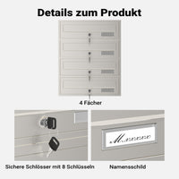 Cassetta postale condominiale autoportante 4 posti, acciaio inox, 1 modulo, 556 x 270 x 1500 mm