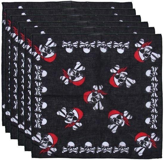 Bandana Halloween - Stoffa Pirata con Disegno Teschio - 6 Pezzi - Adatto per Adulti/Bambini - Respirante e Comfortevole - Bandana Pirata
