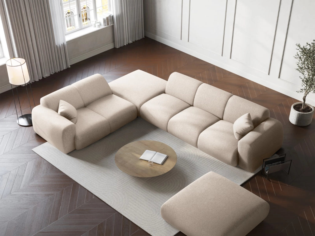 Cosmopolitan Design - Divano angolare sinistro "Nolio" 4 posti in ciniglia beige chiaro 