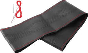 Guida auto 15 pollici Pelle premium con rilievo Antiscivolo Manopola morbida per auto e camion - Universale per auto, furgone e SUV - Nero Rosso.